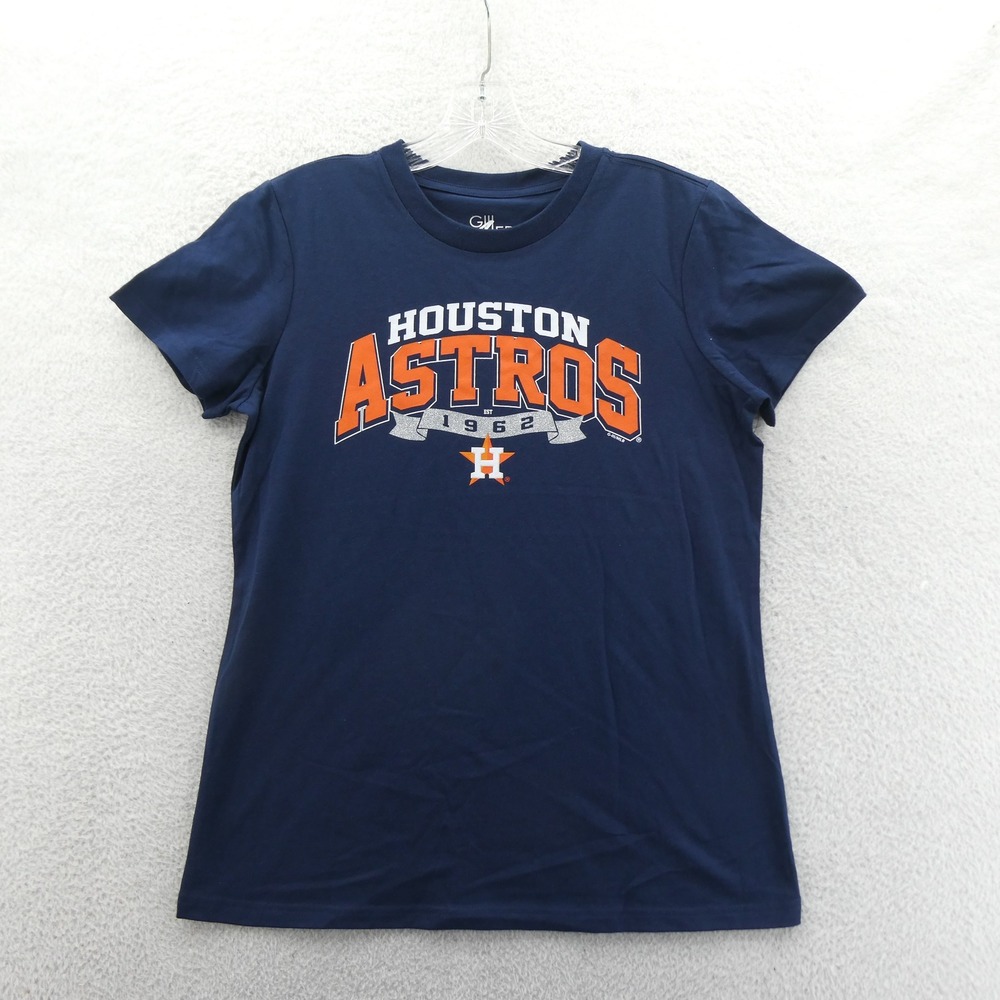 G-III Shirt Womens Medium Houston Astros Navy Blue Short‎ Sleeve Cotton Blend